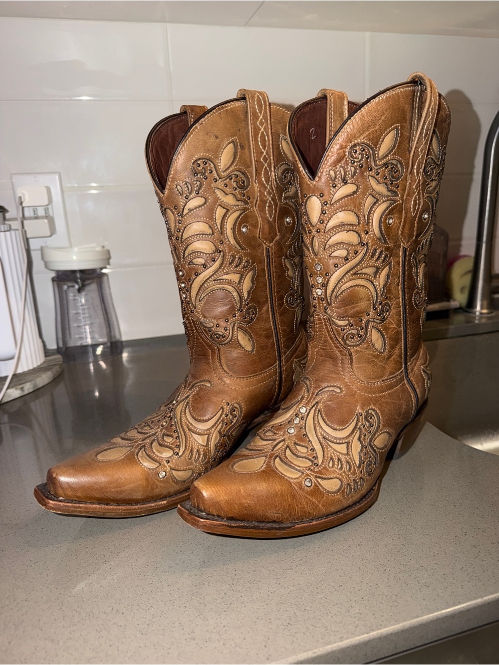 Soto Boots Embroidered Western with rhinestones